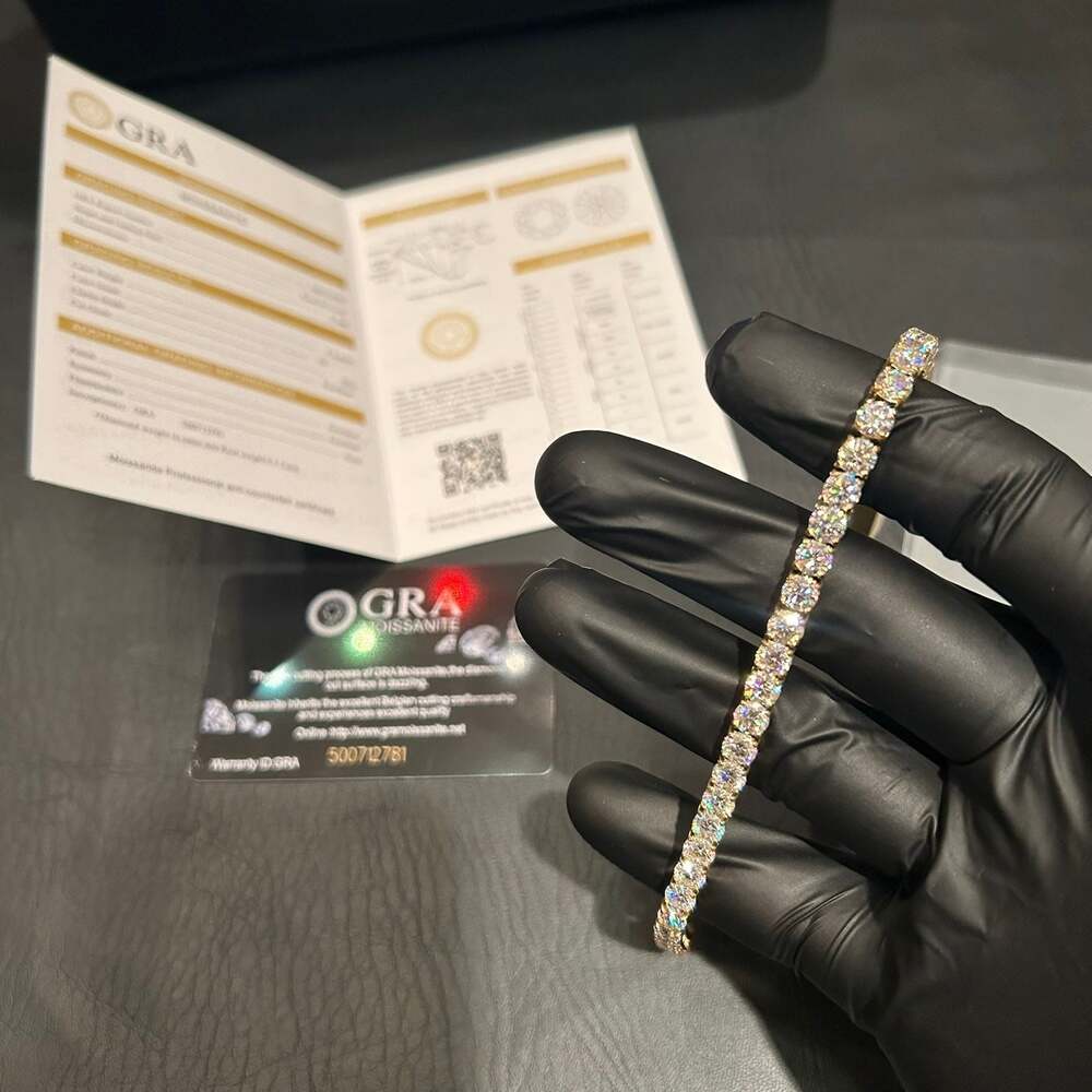 Moissanite Gold 5mm Tennis Bracelet 7in Pass Tester Brand New
